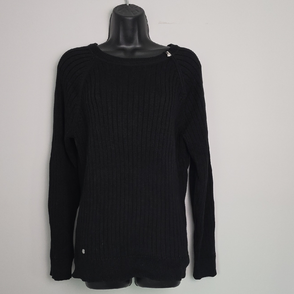 Ralph Lauren Black Ribbed Cotton Sweater